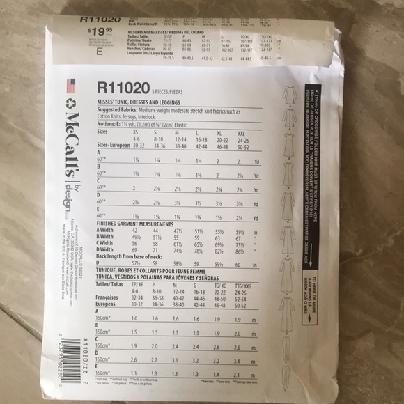 McCalls level learn to sew, home sewing Pattern - Picture 5 of 5